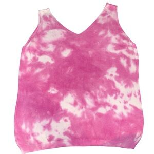 Pink & White 100% Viscose Knit Tie Dye Tank Top